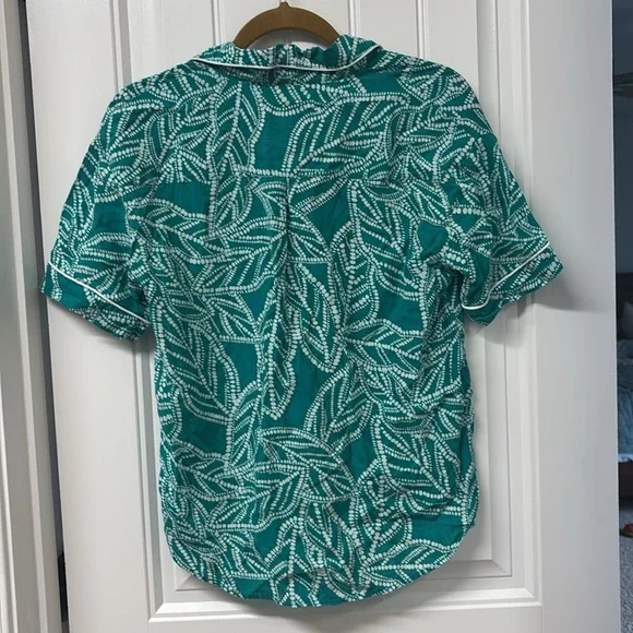 Stars Above Leaf Print Women’s Pajama Set - Teal - Picture 8 of 8